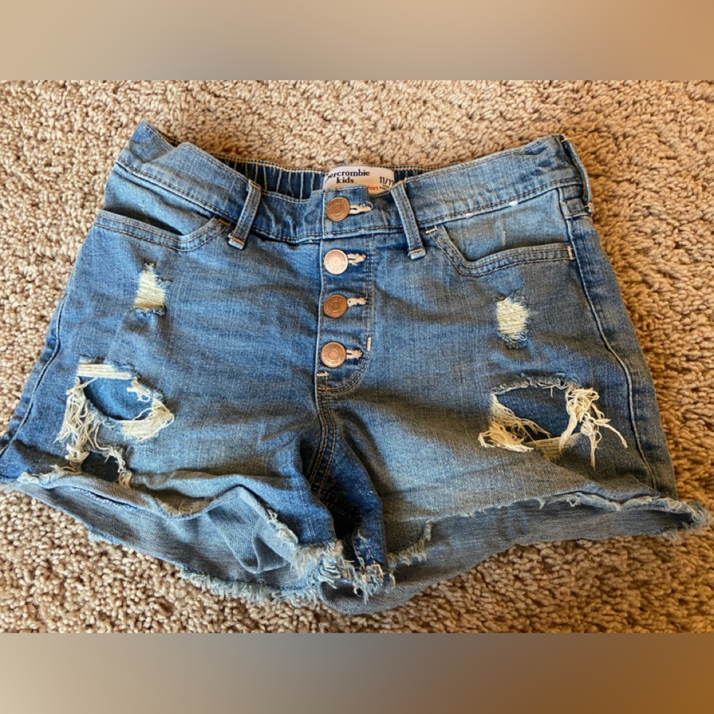 Distressed Denim Shorts with Button Fly
